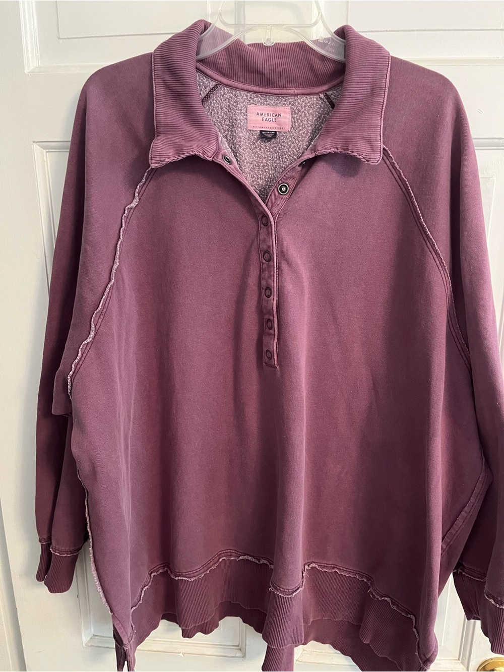 American Eagle Purple Collared Snap Front Sweatshirt Sz XL
